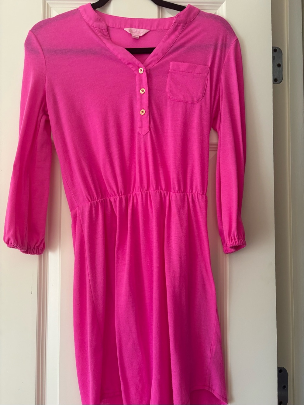 Lilly Pulitzer Hot Pink Long Sleeve Casual Dress